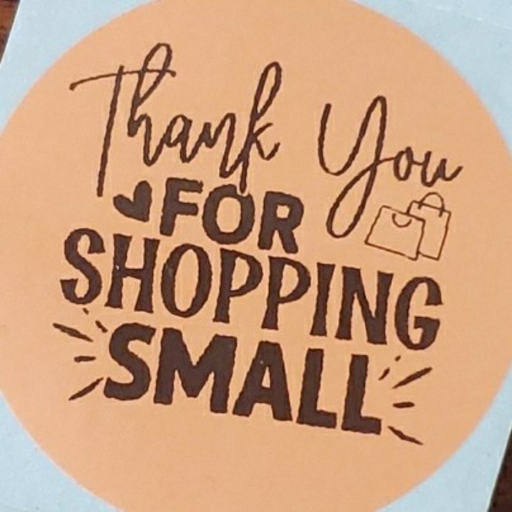 3/$15 Set of 50 LARGE THANK YOU FOR SHOPPING SMALL STICKERS ROUND TWO INCH PEACH